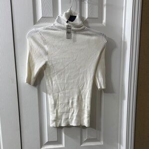 Express White Ribbed Turtleneck Sweater